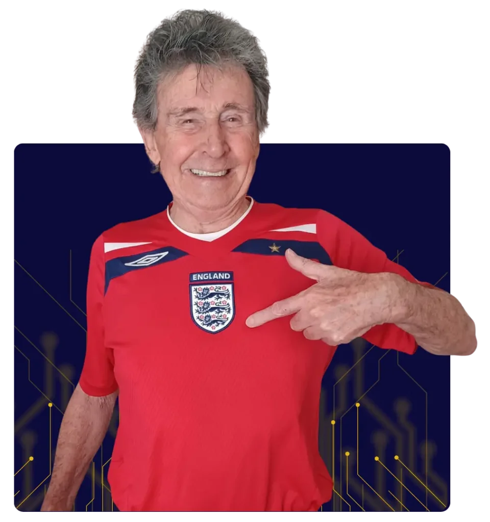 Jeff Sharman your instrumentation and control systems consultant, wearing an England football shirt.