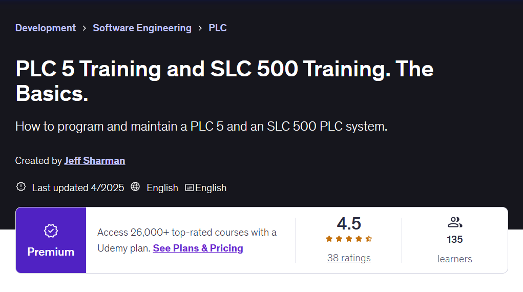 PLC-5 and SLC 500 training course on Udemy.