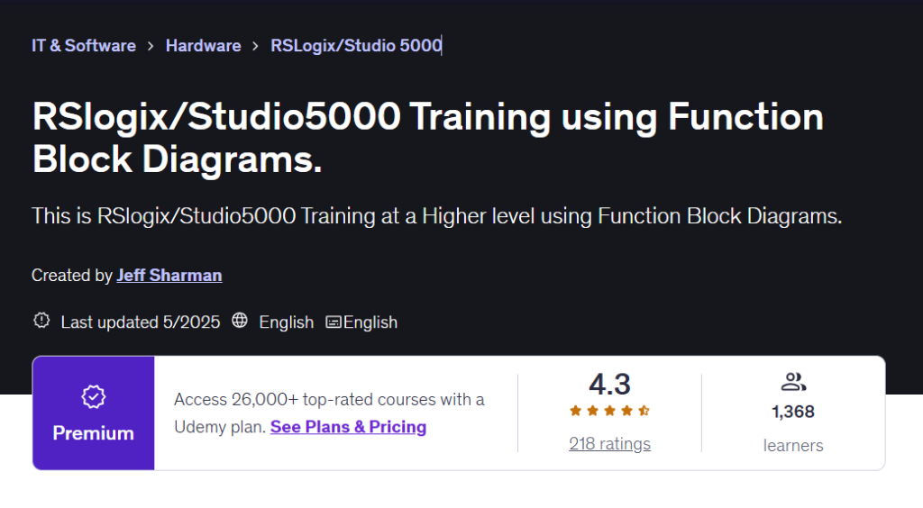 Studio 5000 PLC programming training using Sequential Function Charts.